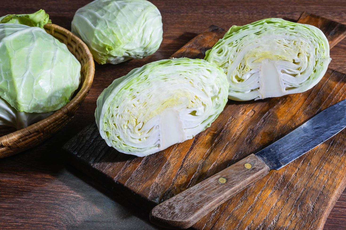 Cabbage cut in half photo