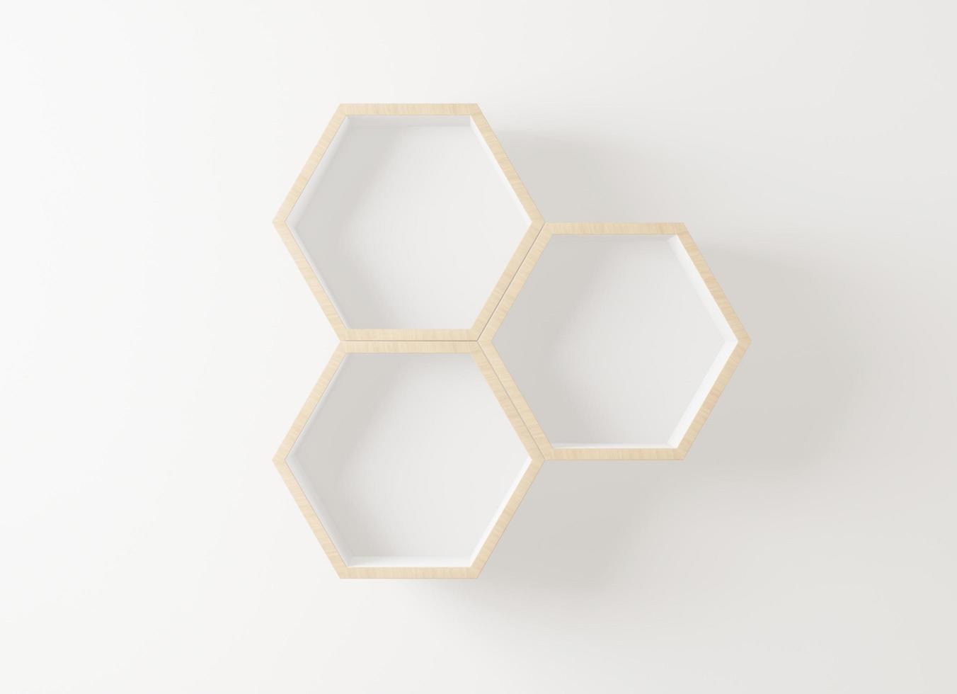 Hexagon shelf with copy space photo