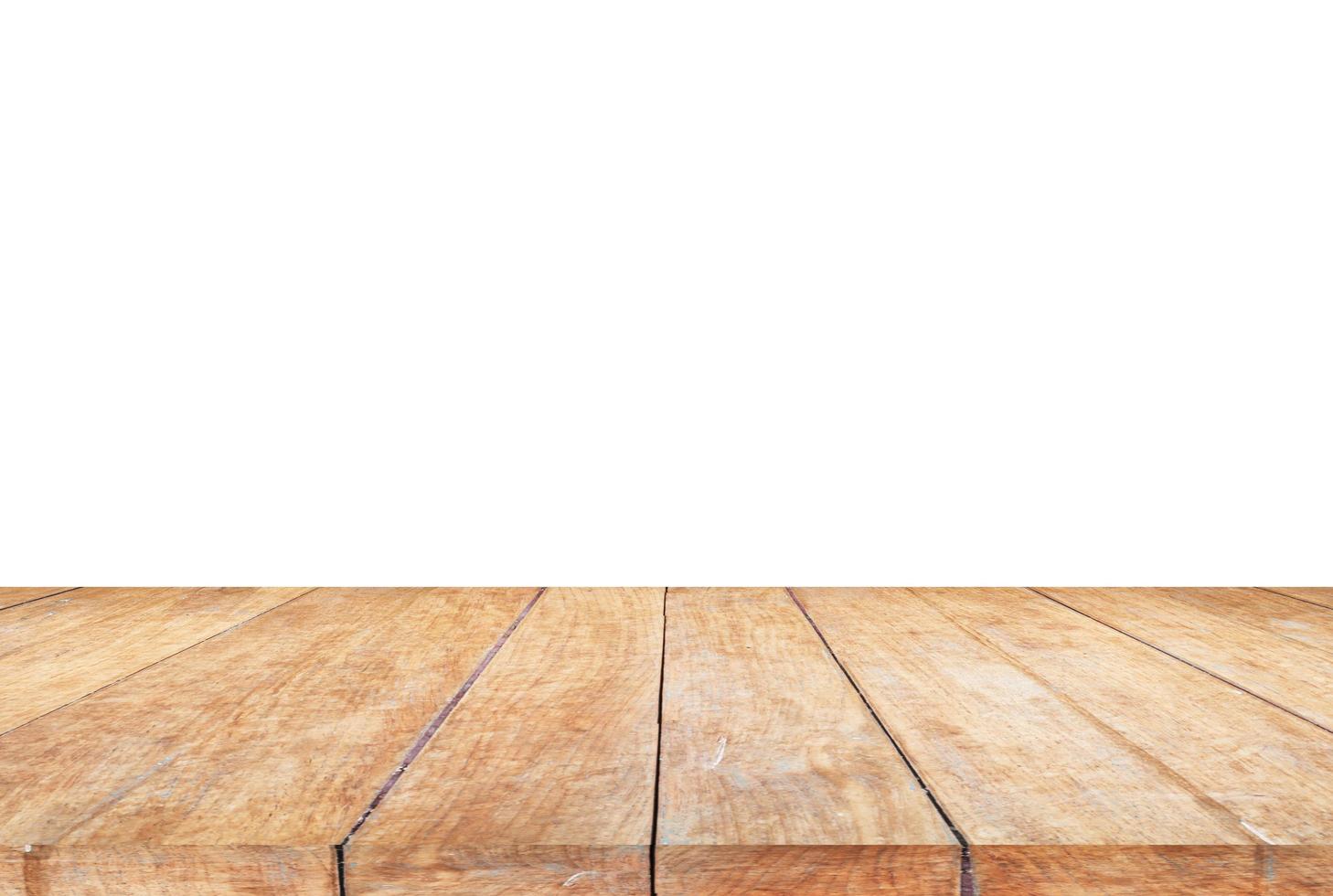 Wooden table on a white background photo
