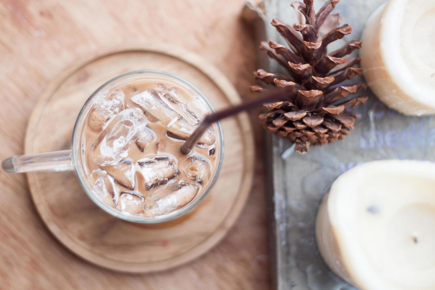 Top view of an iced coffee photo