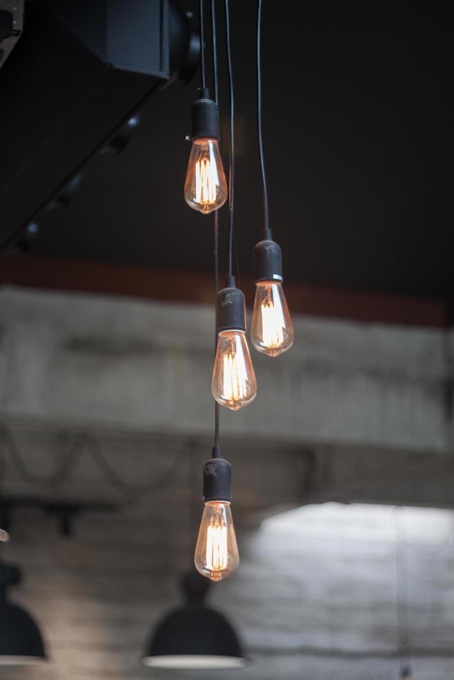 Edison lights hanging from ceiling photo