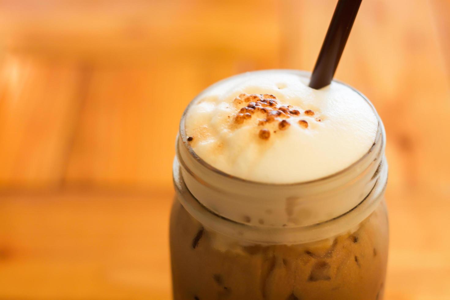 Close-up of a glass of mocha photo