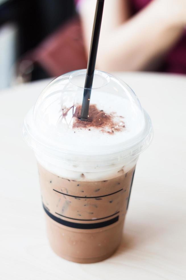 Iced mocha on a table photo