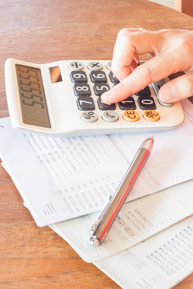 Businesswoman checking account balance photo