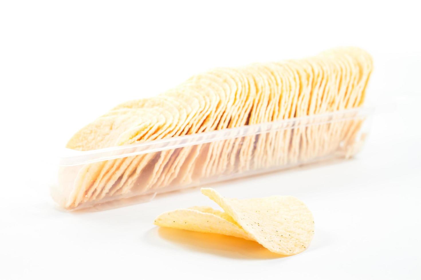 Stack of potato chips photo