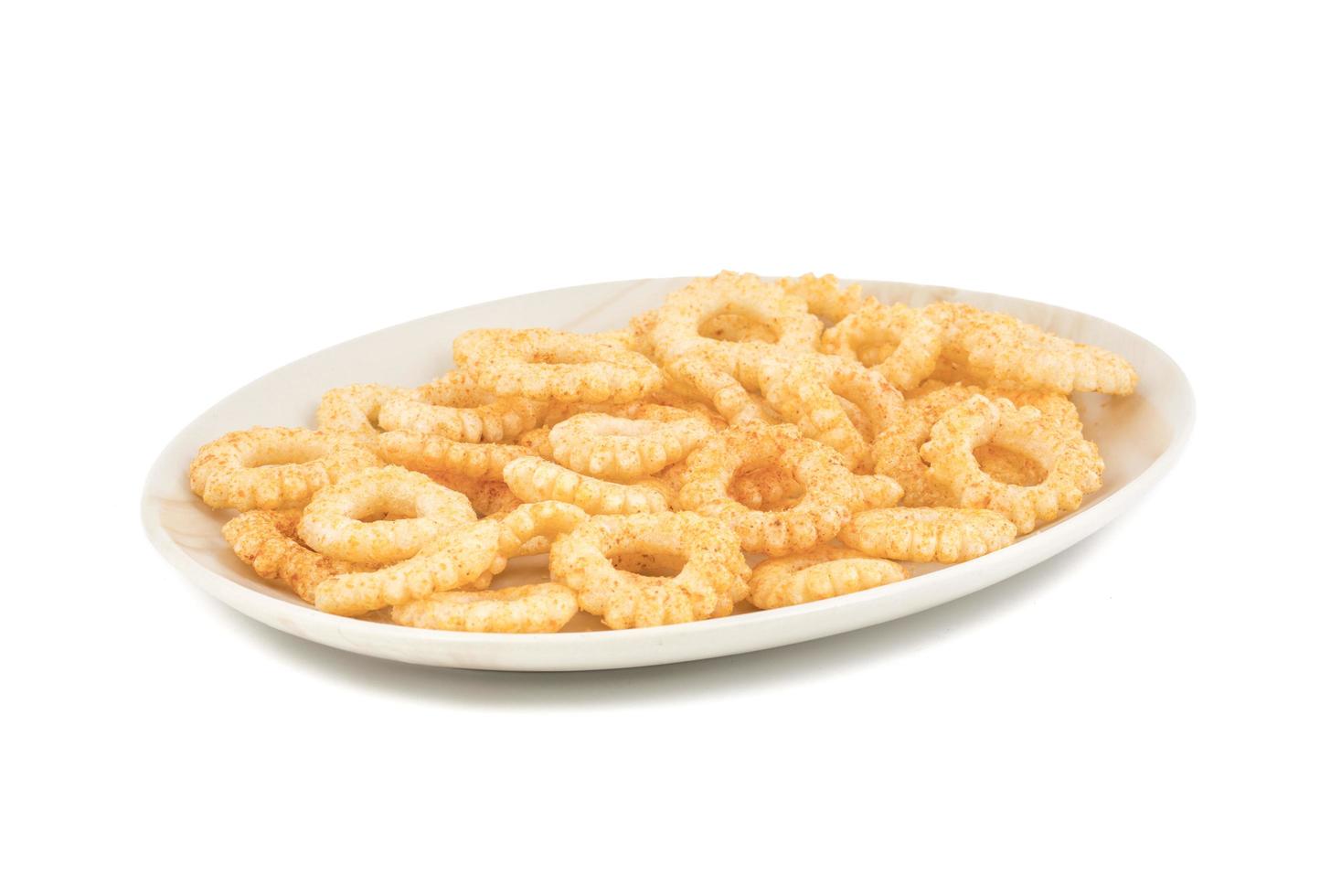 White plate with round ring snacks photo