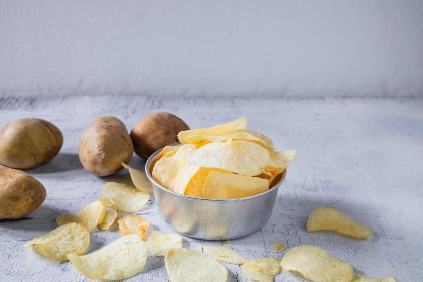 Fried potato chips photo