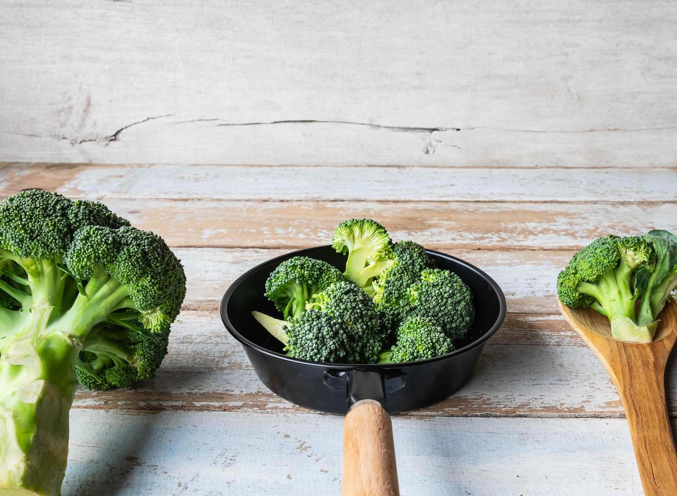 Broccoli is prepared in the kitchen photo