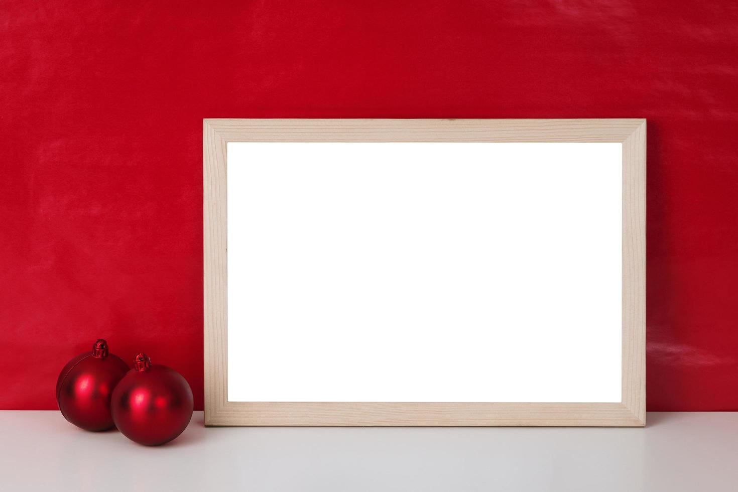 Blank wooden photo frame mockup