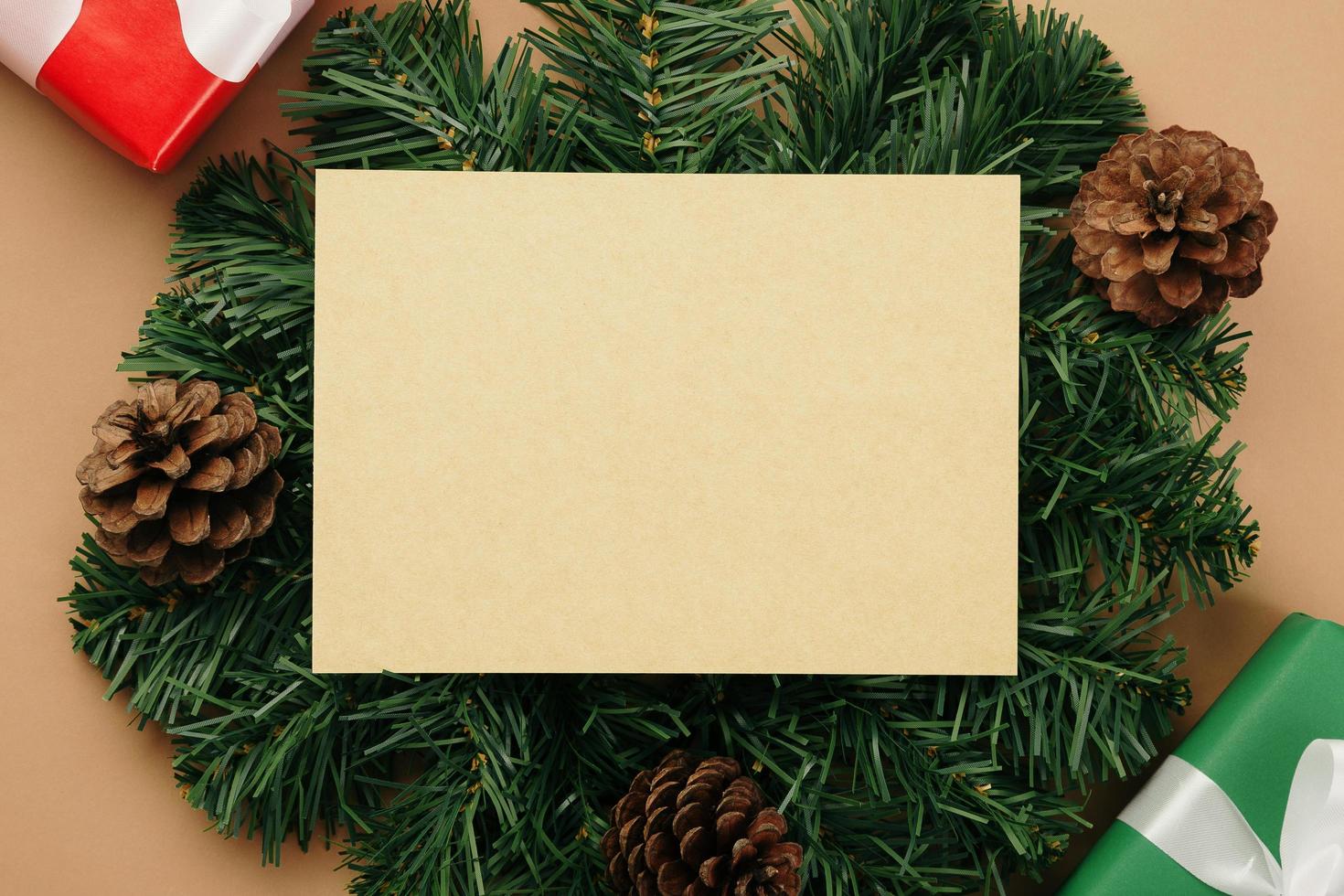 Merry Christmas greeting card mockup template photo