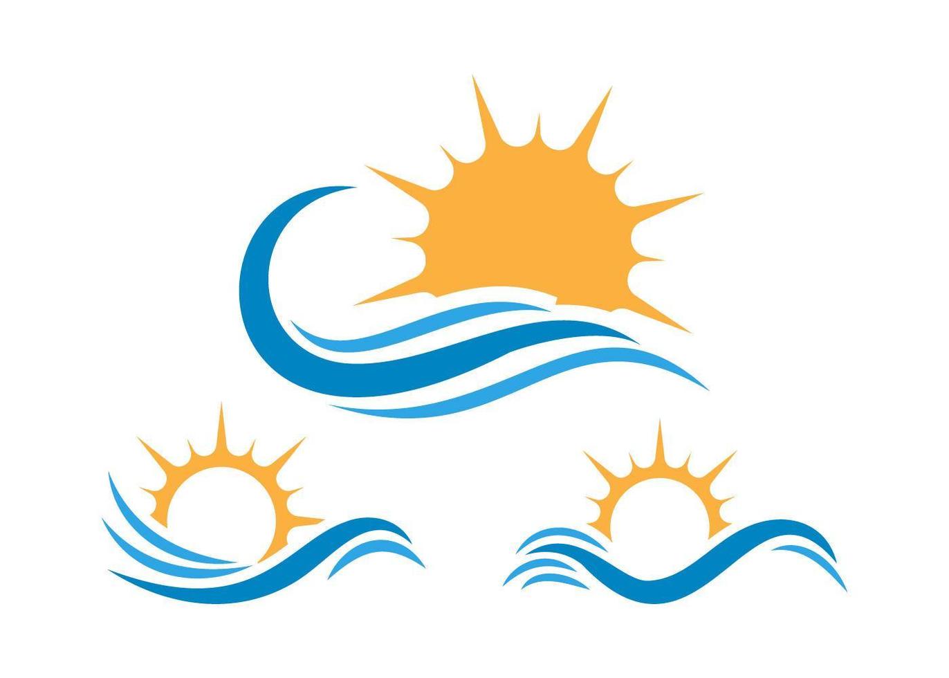 Yellow sun with blue swoosh icon design vector