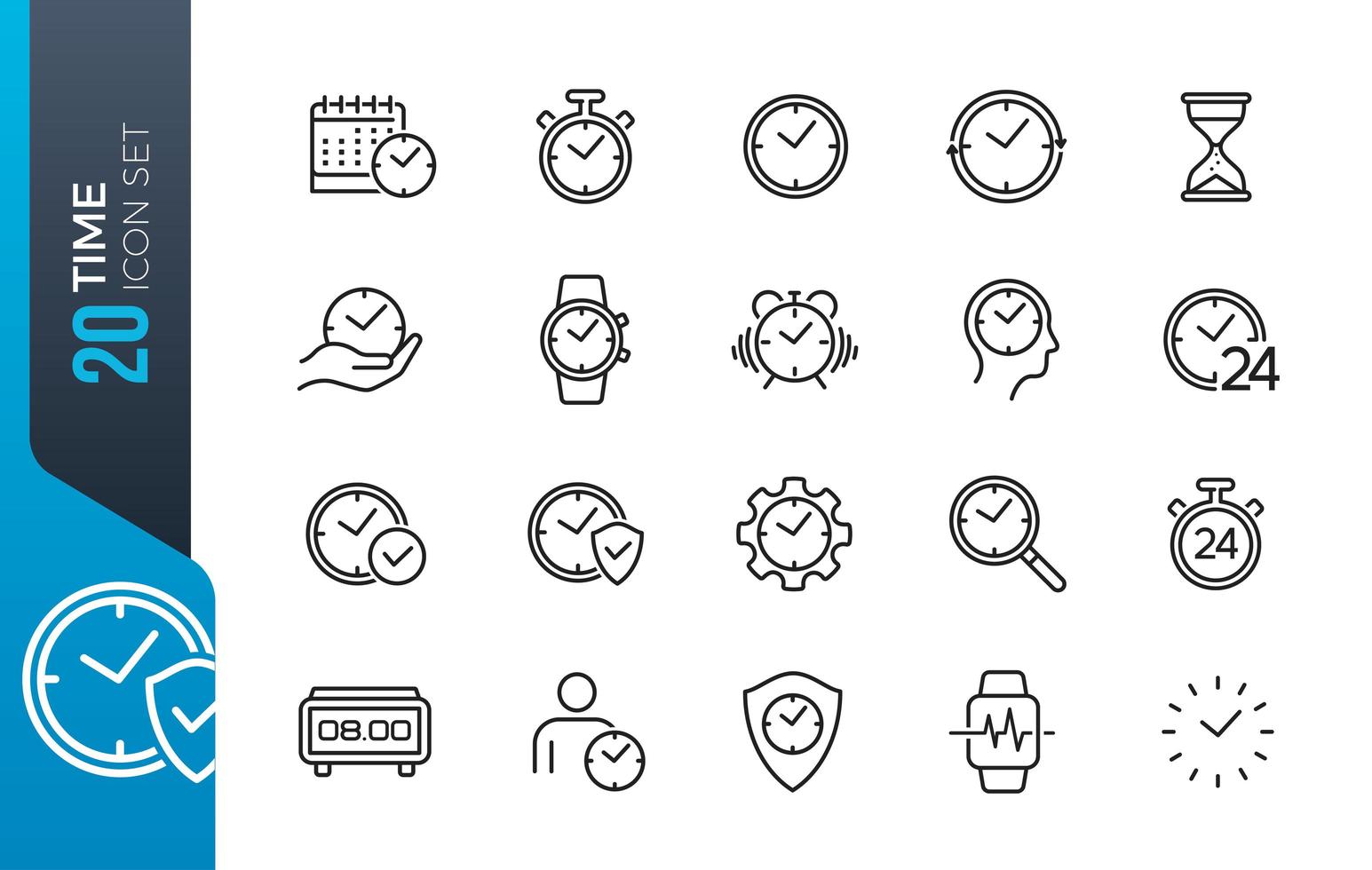 conjunto de iconos de tiempo mínimo vector