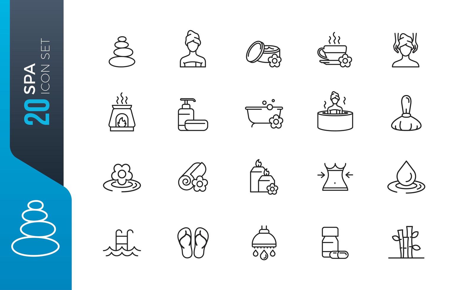 Minimal spa icon set vector