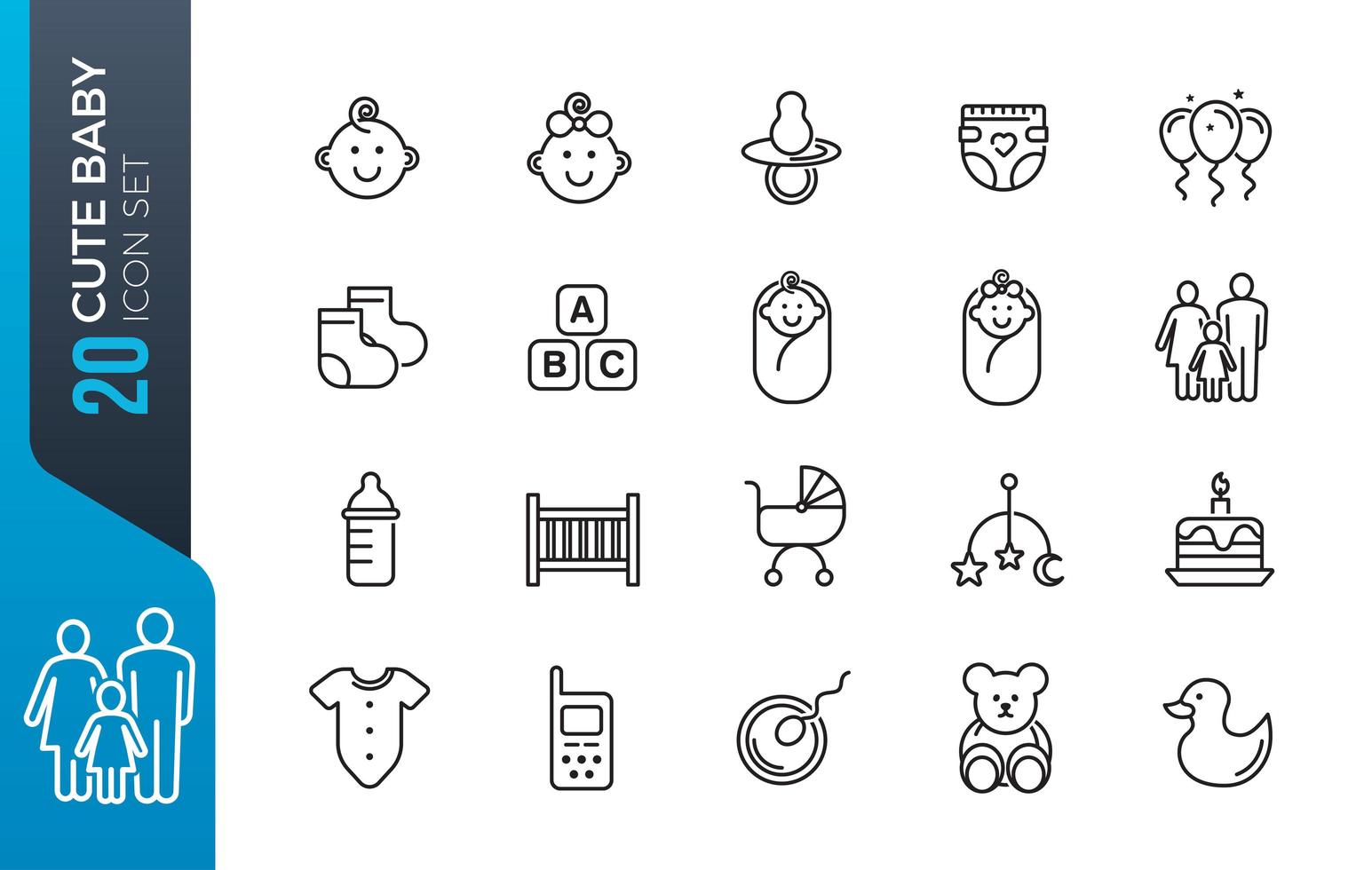 Cute baby icon set vector