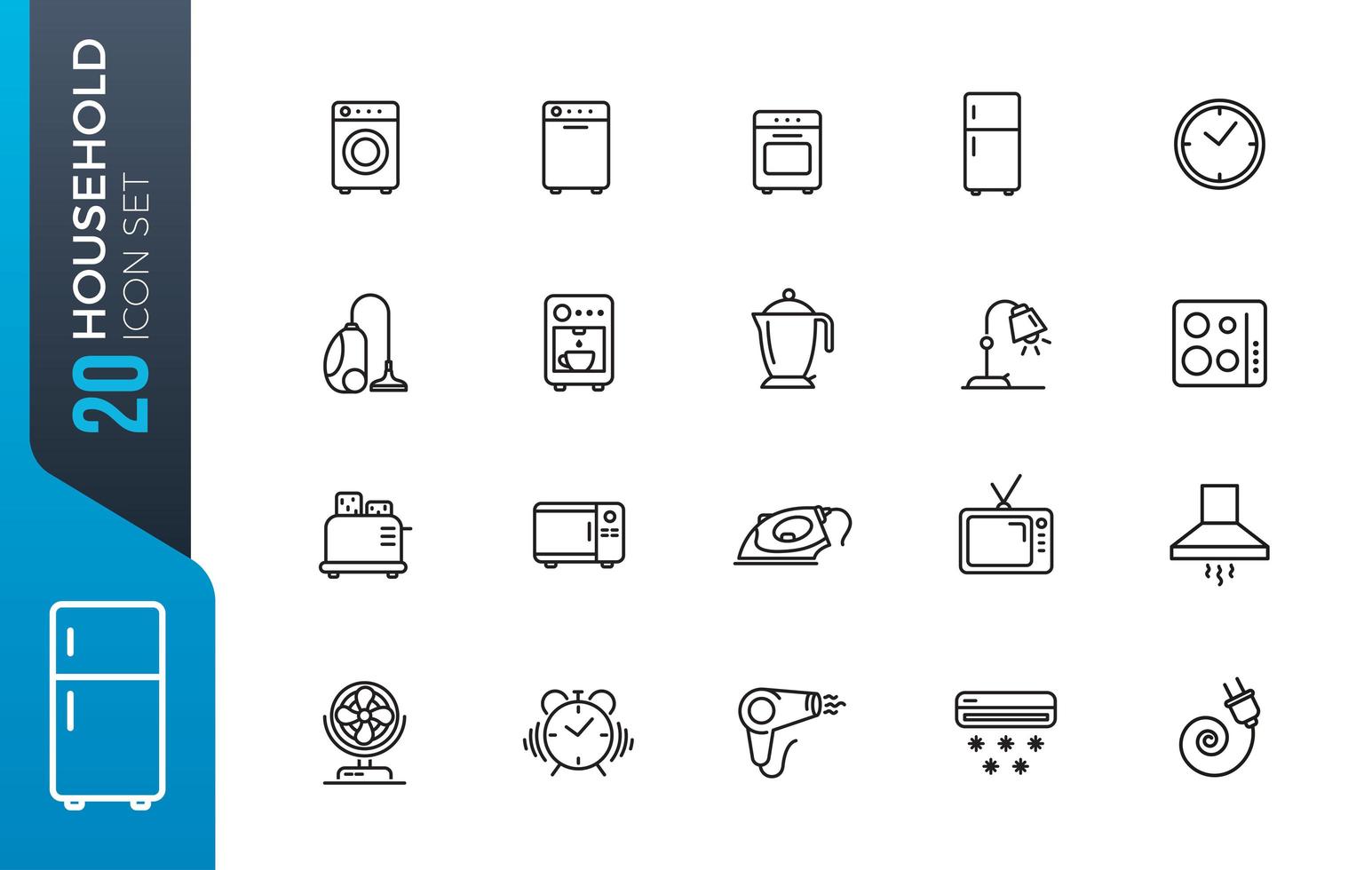 Minimal household icon set vector