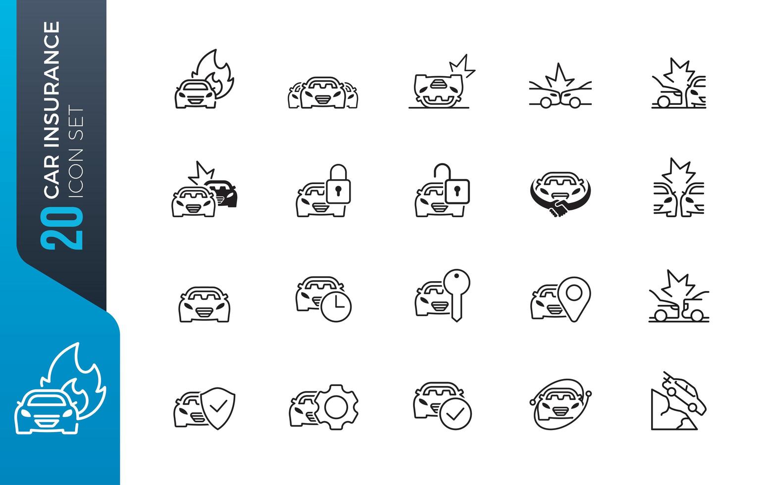 Simple Set of Car Accident Related Icons vector