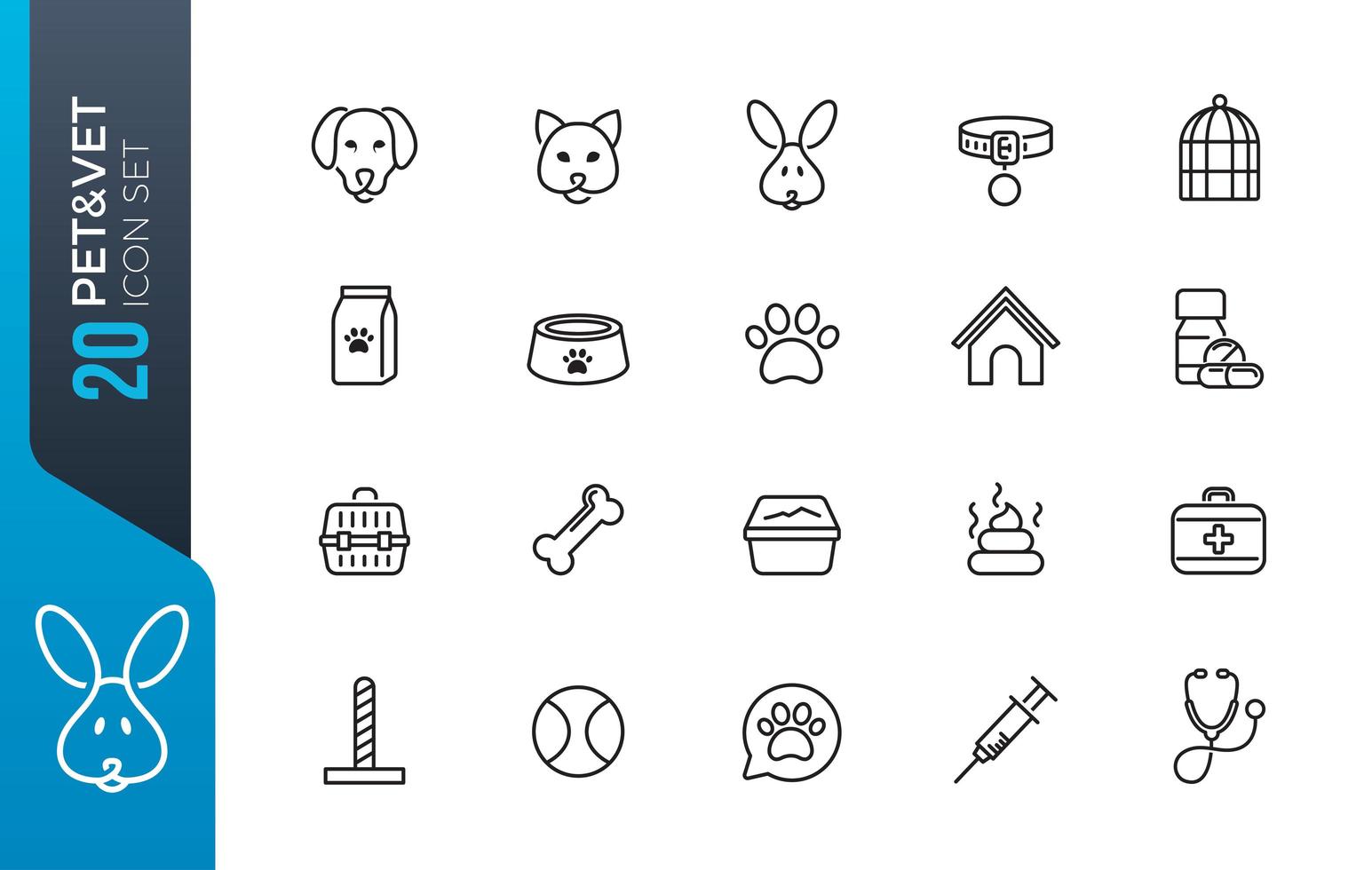 Minimal pet shop icon set vector