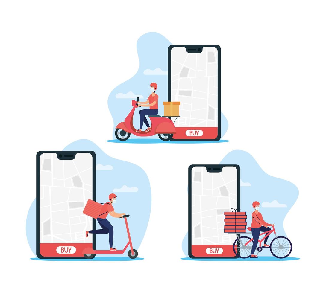 Online delivery service via smartphone vector