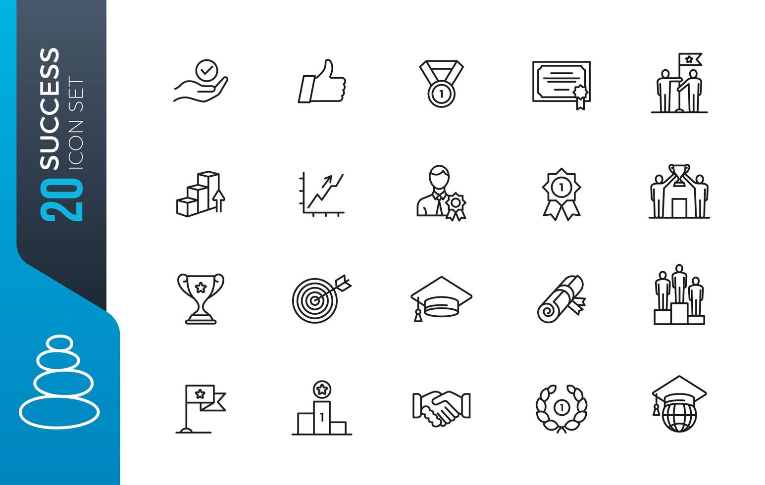 Minimal success icon set vector