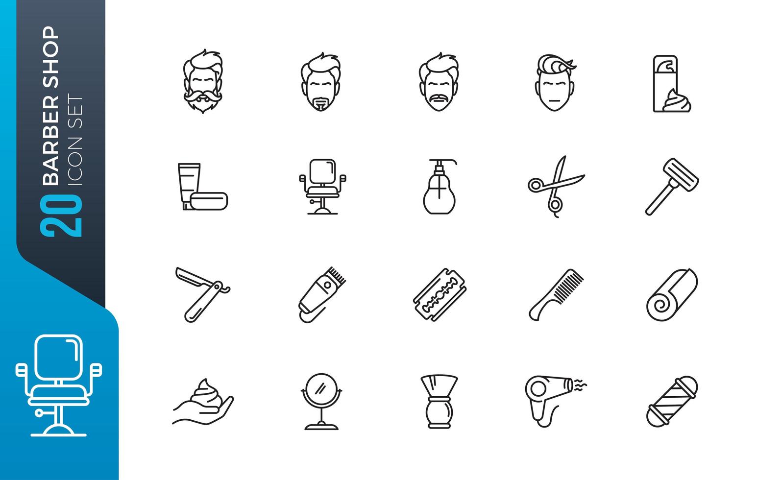 Barber shop icon set vector