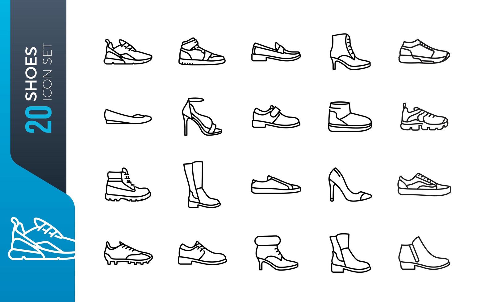 Minimal shoes icon set vector