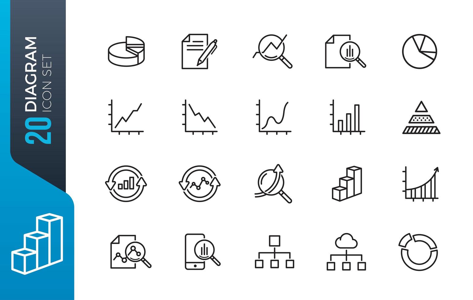 conjunto de iconos de diagrama mínimo vector