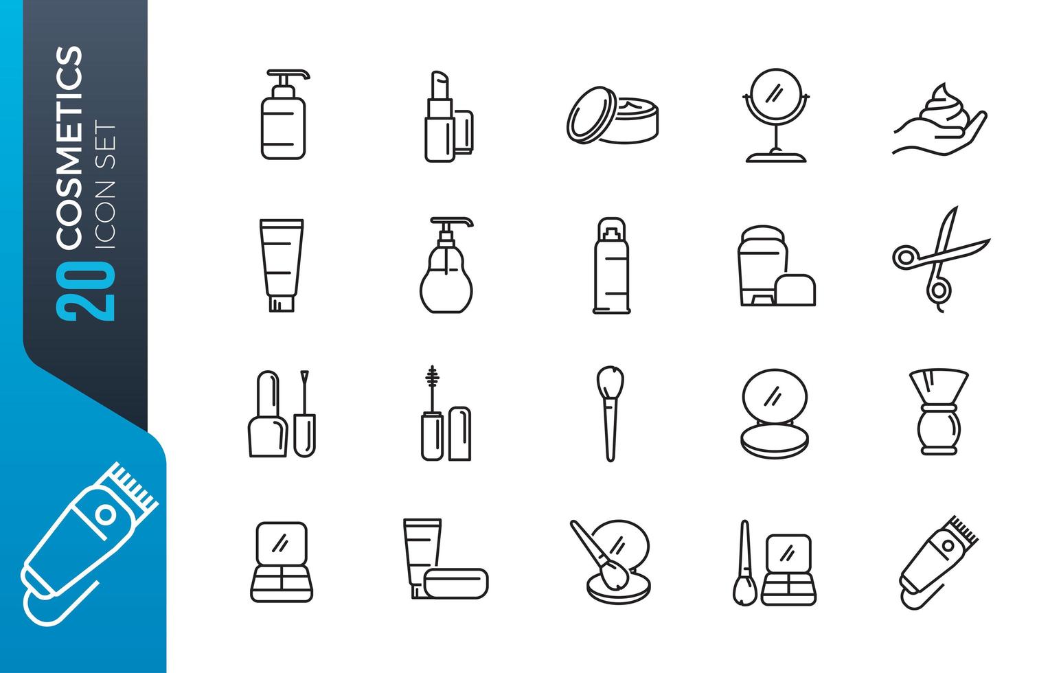 Minimal cosmetics icon set vector