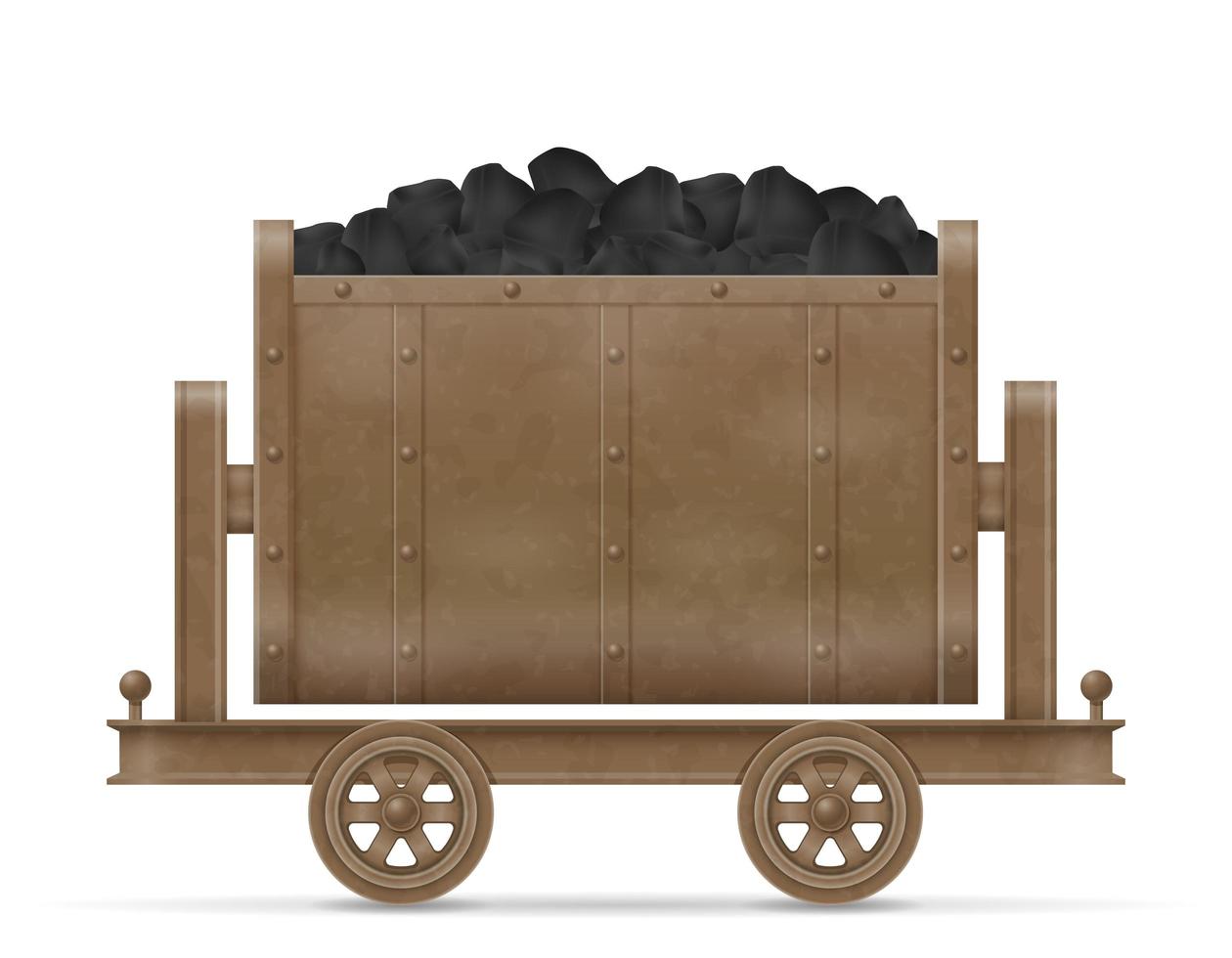Mining trolley cart with coal vector