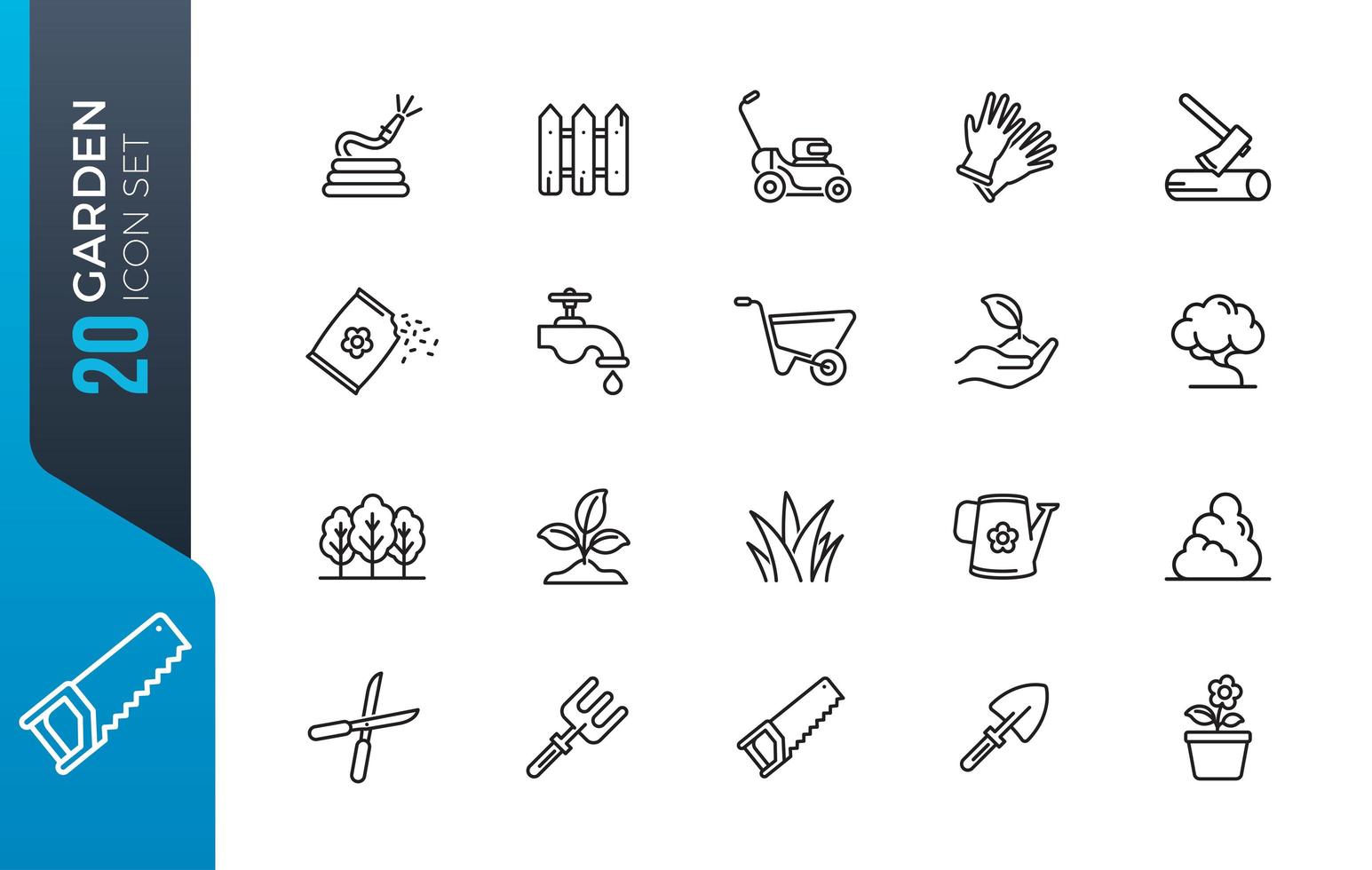 Minimal garden icon set vector