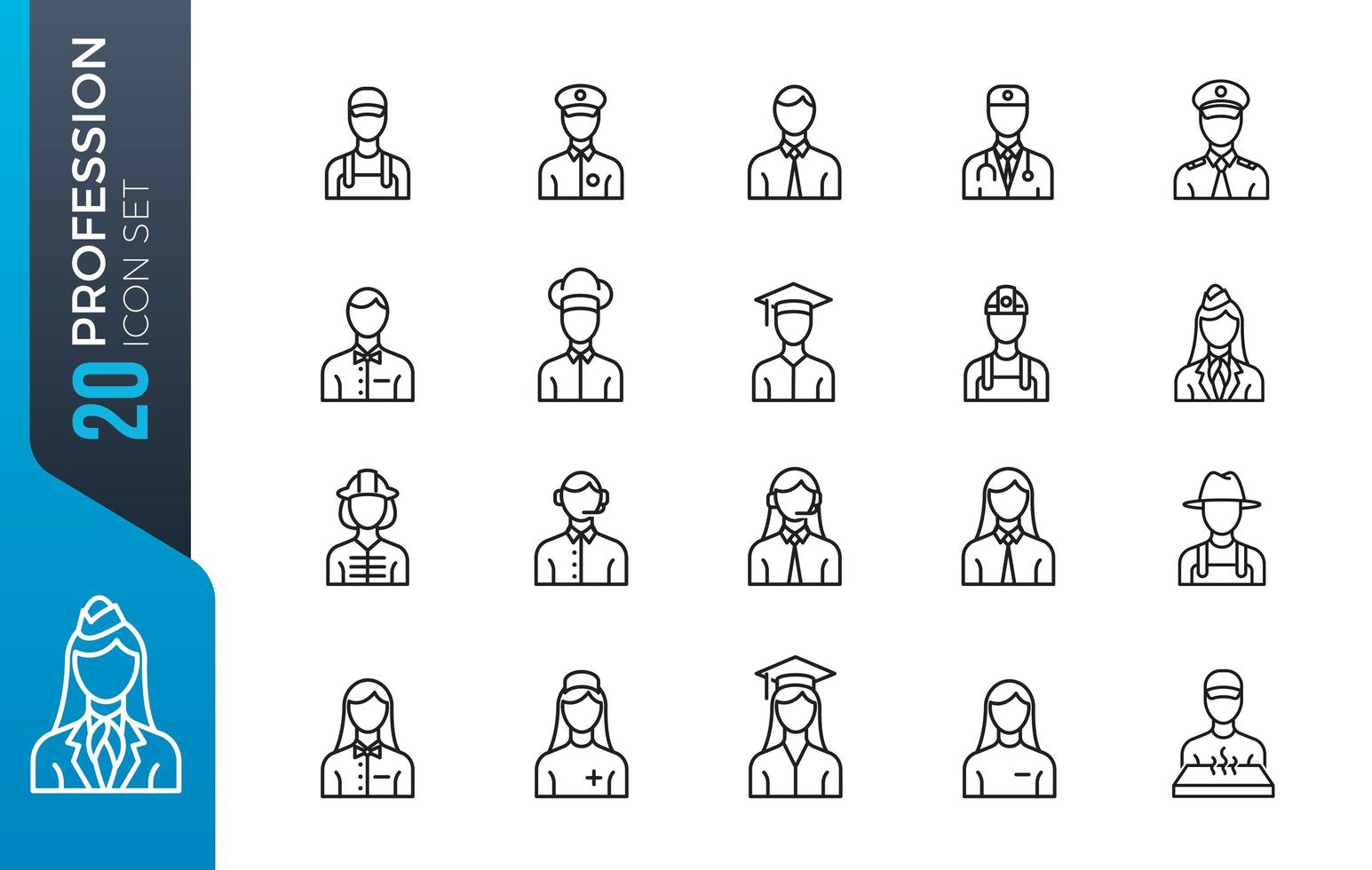 Minimal profession icon set vector