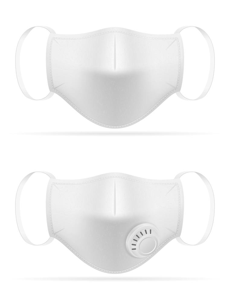 conjunto de máscara de respiración respiratoria blanca médica vector