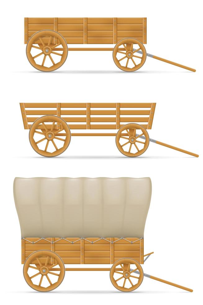 Wooden carts for horse set vector