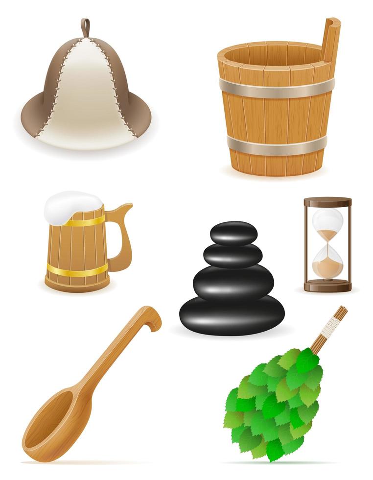 Accessories for steam bath or sauna set vector