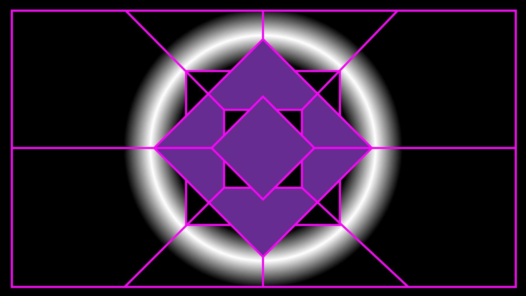 Pentágono púrpura de fondo abstracto con neón de luz blanca vector