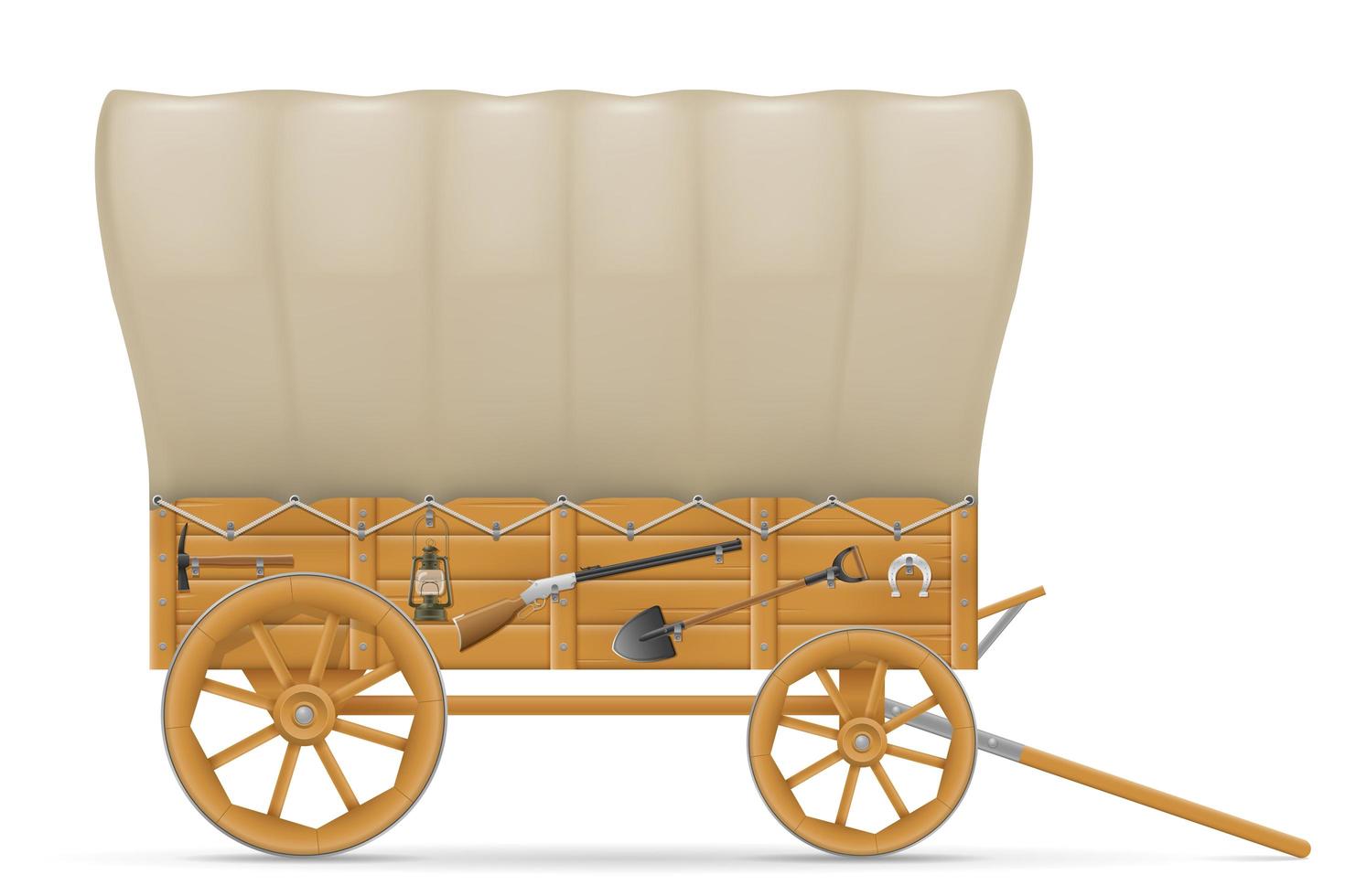 Wooden wagon of the wild west vector