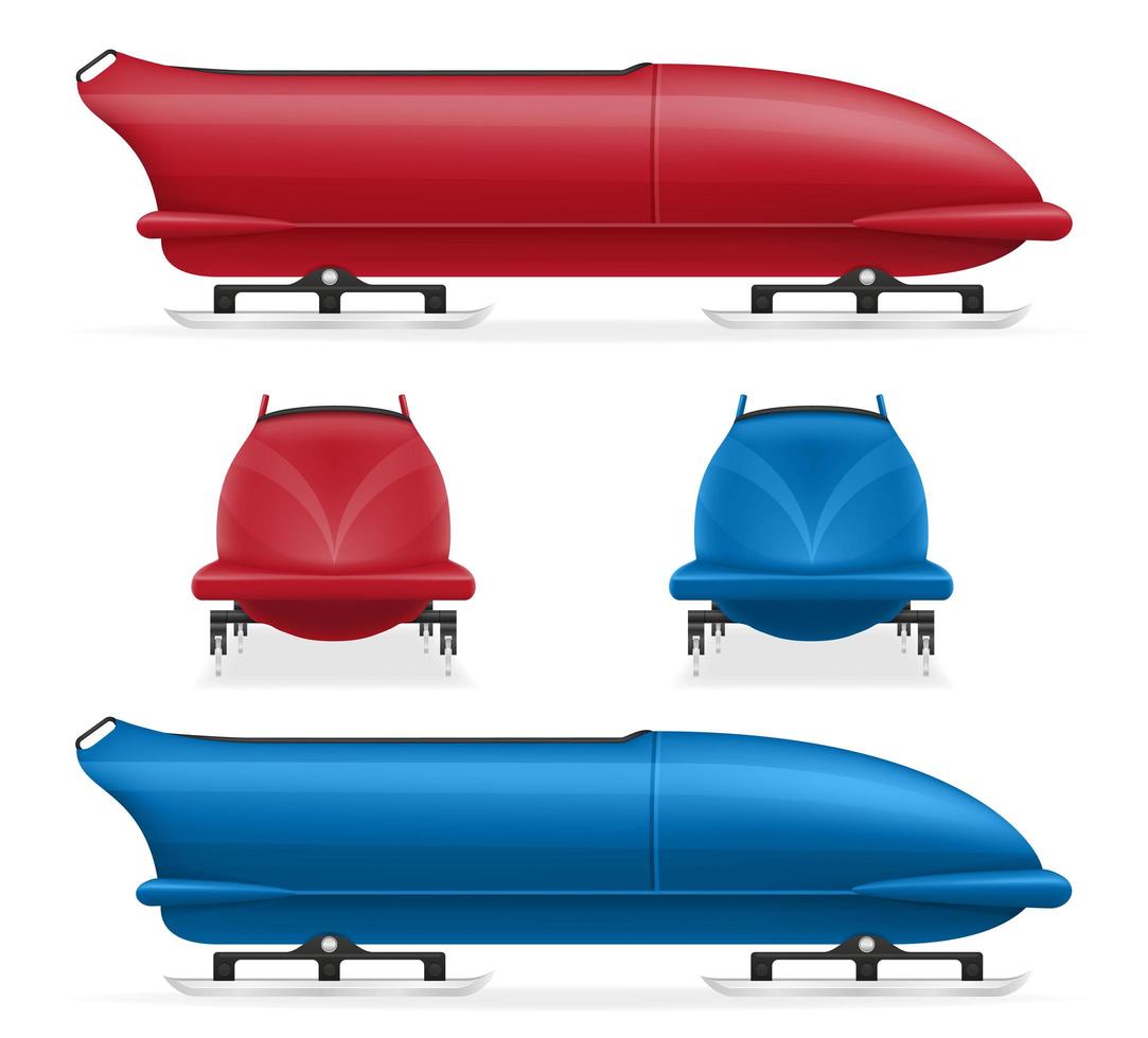 Bobsled sled winter sport set vector