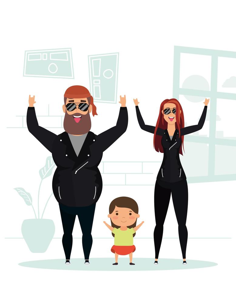 Stay home campaign with happy family at home vector