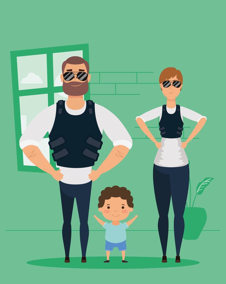Stay home campaign with happy family at home vector