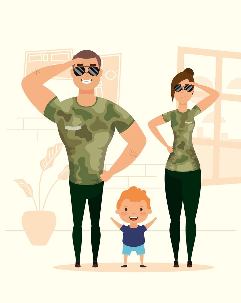 Stay home campaign with happy family at home vector