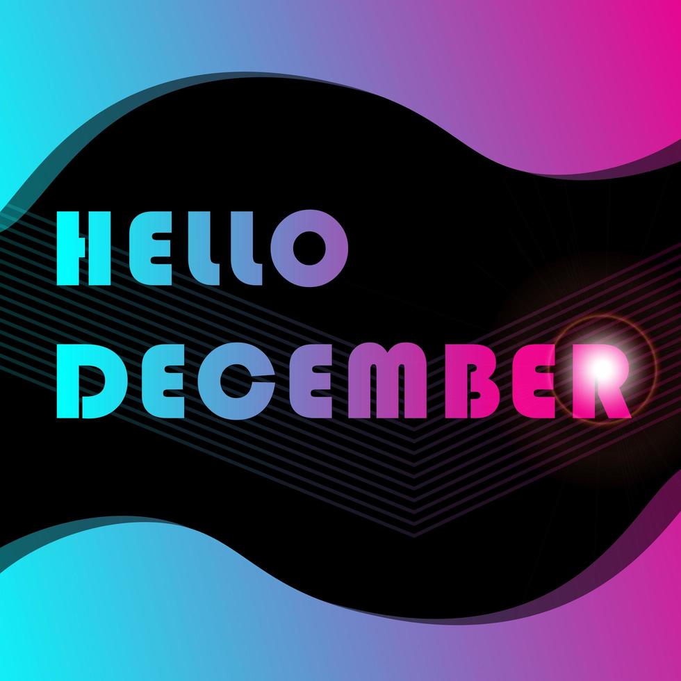 hola diciembre efecto texto con estilo líquido vector