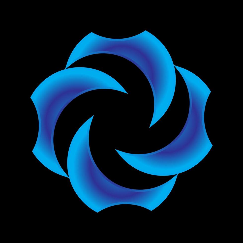 Symmetrical blue abstract geometric spirograph vector