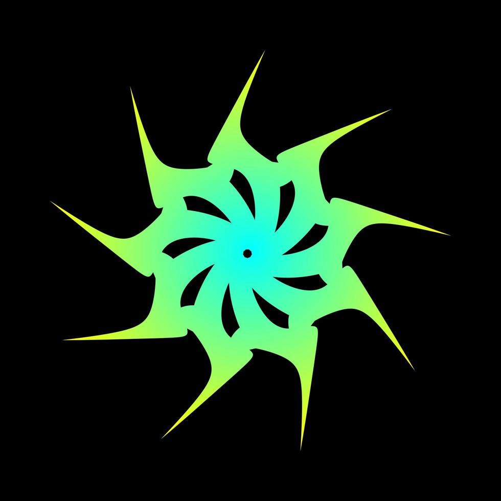Fractal star flower in tosca and yellow color vector