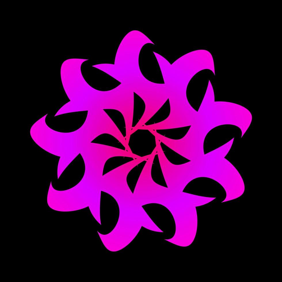 Pink fractal star flower circular vector