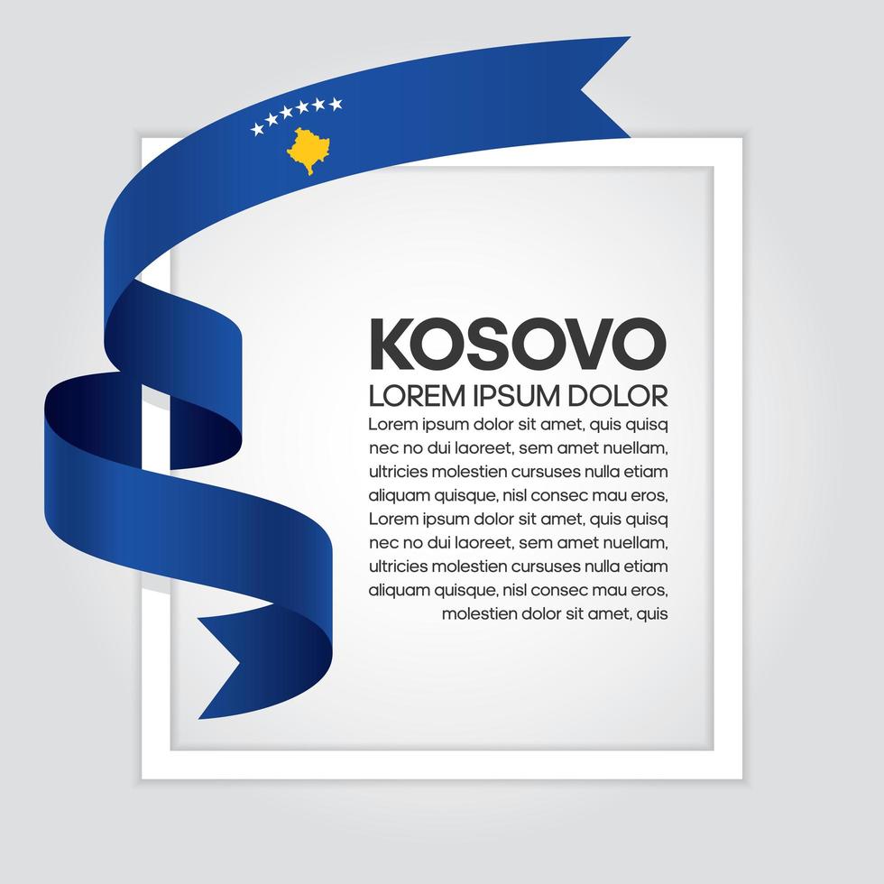 Kosovo abstract wave flag ribbon vector