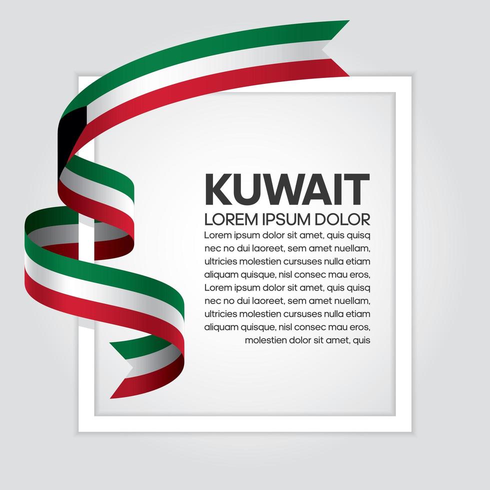 Kuwait abstract wave flag ribbon vector