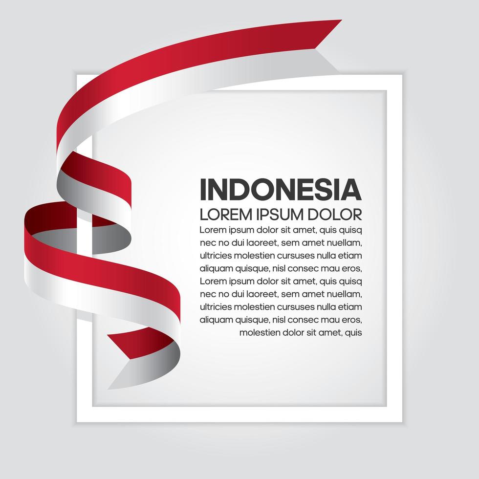 Indonesia abstract wave flag ribbon vector