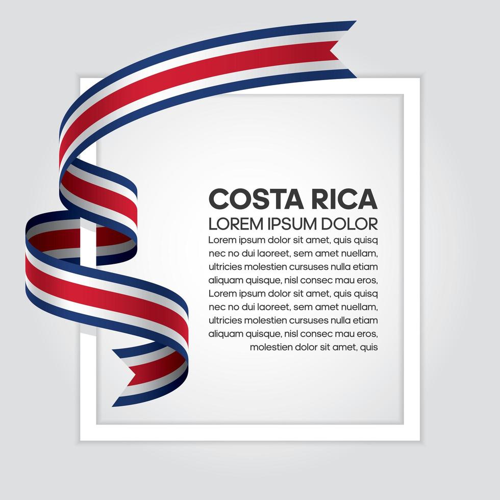 Costa Rica abstract wave flag ribbon vector