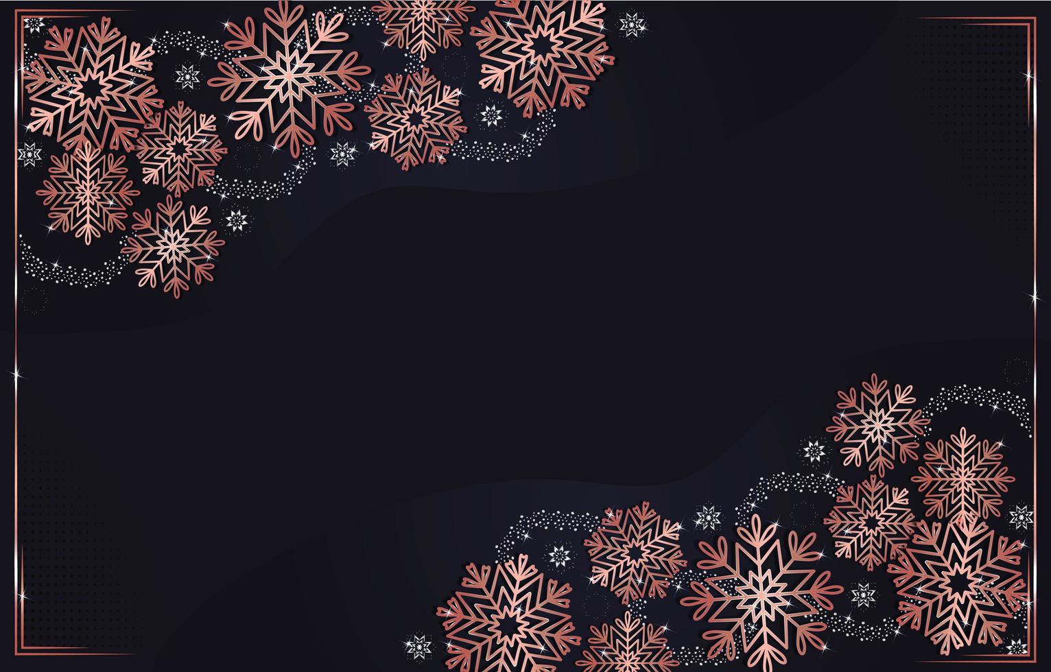 Rose Gold Snowflakes Background vector