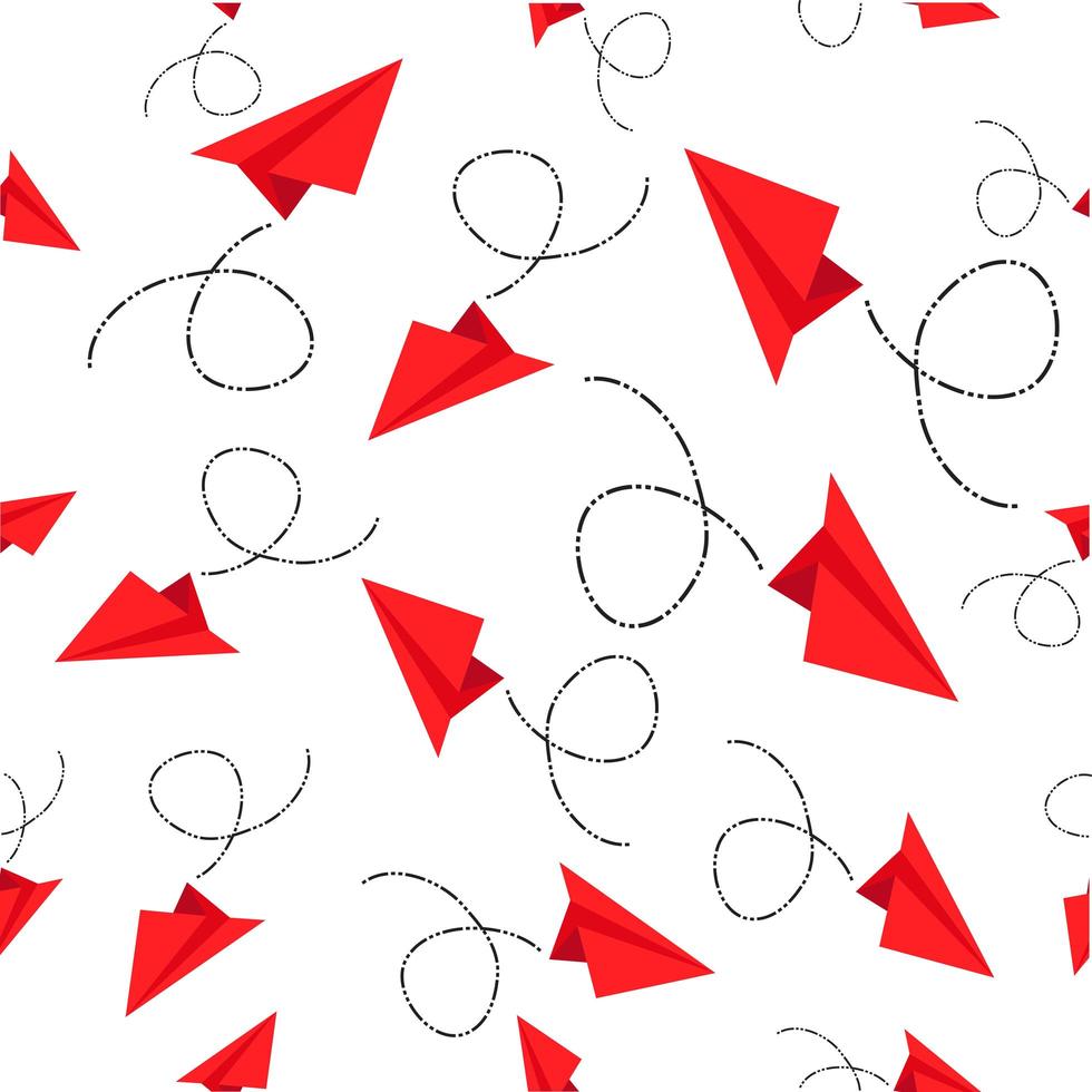 Seamless pattern of red paper planes vector