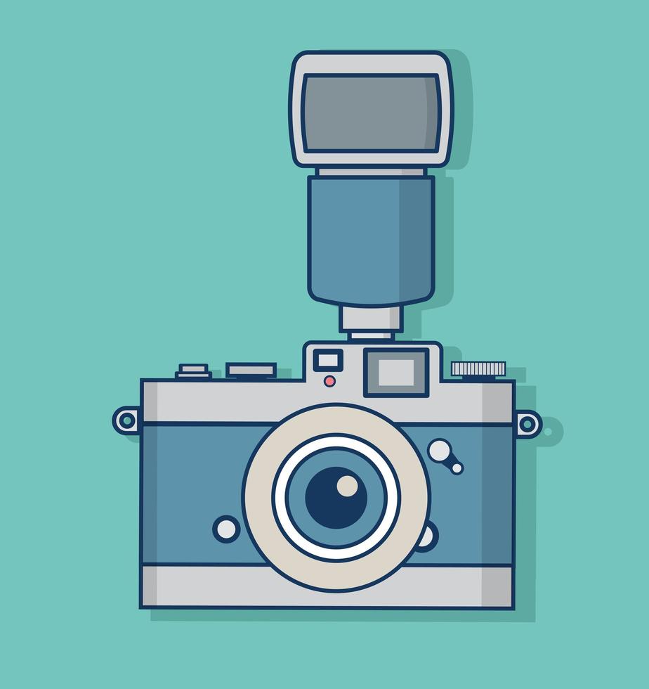 Retro camera with flash vector